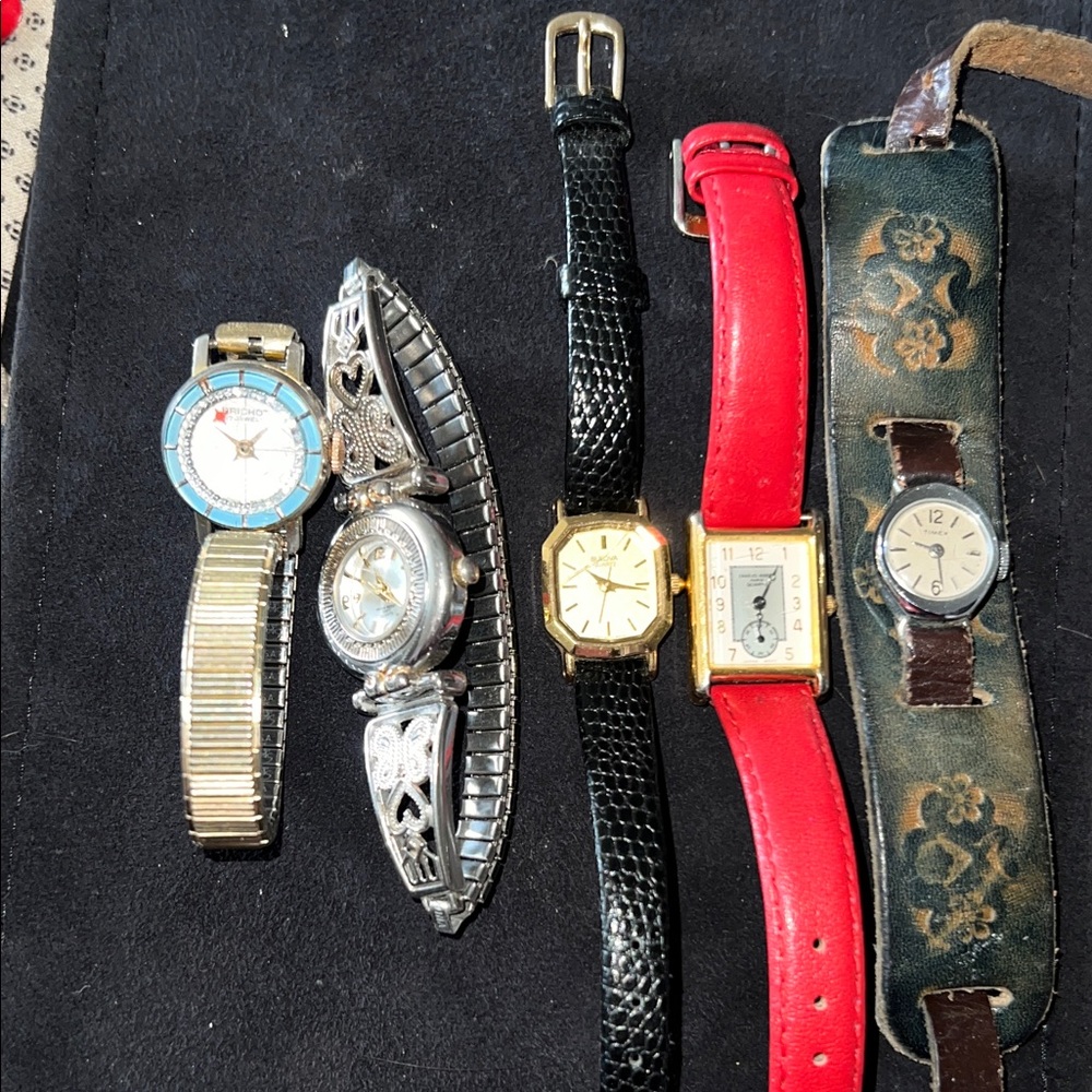 Lot Vintage ladies watches for repair Bulova timex brichot